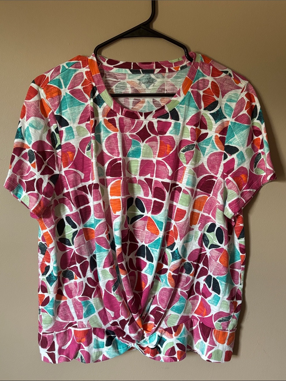 Women’s Knot-Front Short Sleeve Top - Multicolor
